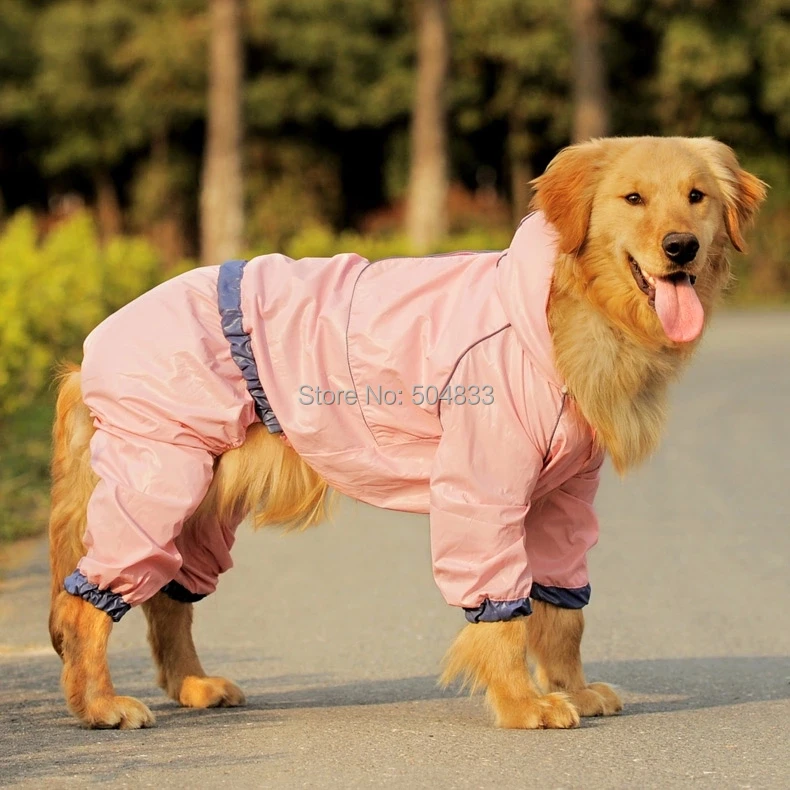 Large Big pet Dog rain coat Clothes waterproof for dogs Raincoat Pets Doggie Hoody Rainjacket 4 ...