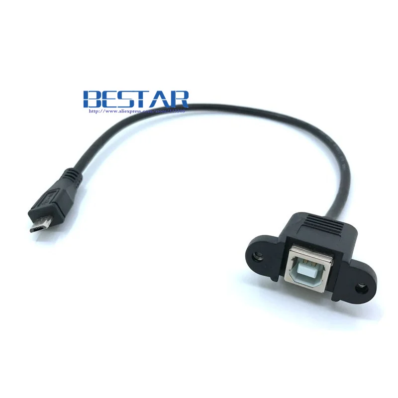 Micro-USB 5pin Micro USB 2.0 Male to USB 2.0 B Type Female Connector Cable 30cm 50cm With Panel Mount Hole, usb adapter,usb adapter cable,usb cable adapter