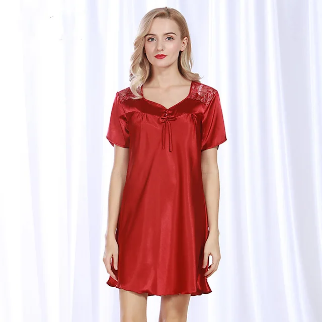 Summer Women Plus Size Verisimilar Silk Nightdress Lady Loose Fat