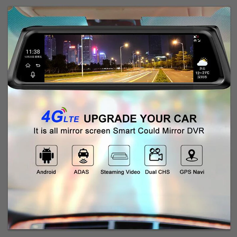 Bluavido 1" ips Full Mirror Автомобильный видеорегистратор 4G Android gps навигатор ADAS FHD 1080P зеркало заднего вида Camara автомобильный видео регистратор рекордер