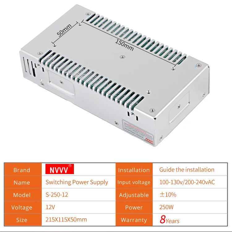 Импульсный supplyS-250-12 питания 12 v20a СВЕТОДИОДНЫЙ монитор с аксессуарами трансформатор