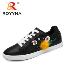 Royyna Новые популярные Стиль Для женщин Открытый Спортивная обувь Обувь цветок Femme Туфли без каблуков микрофибры леди повседневная обувь Кружево до zapalillas Mujer