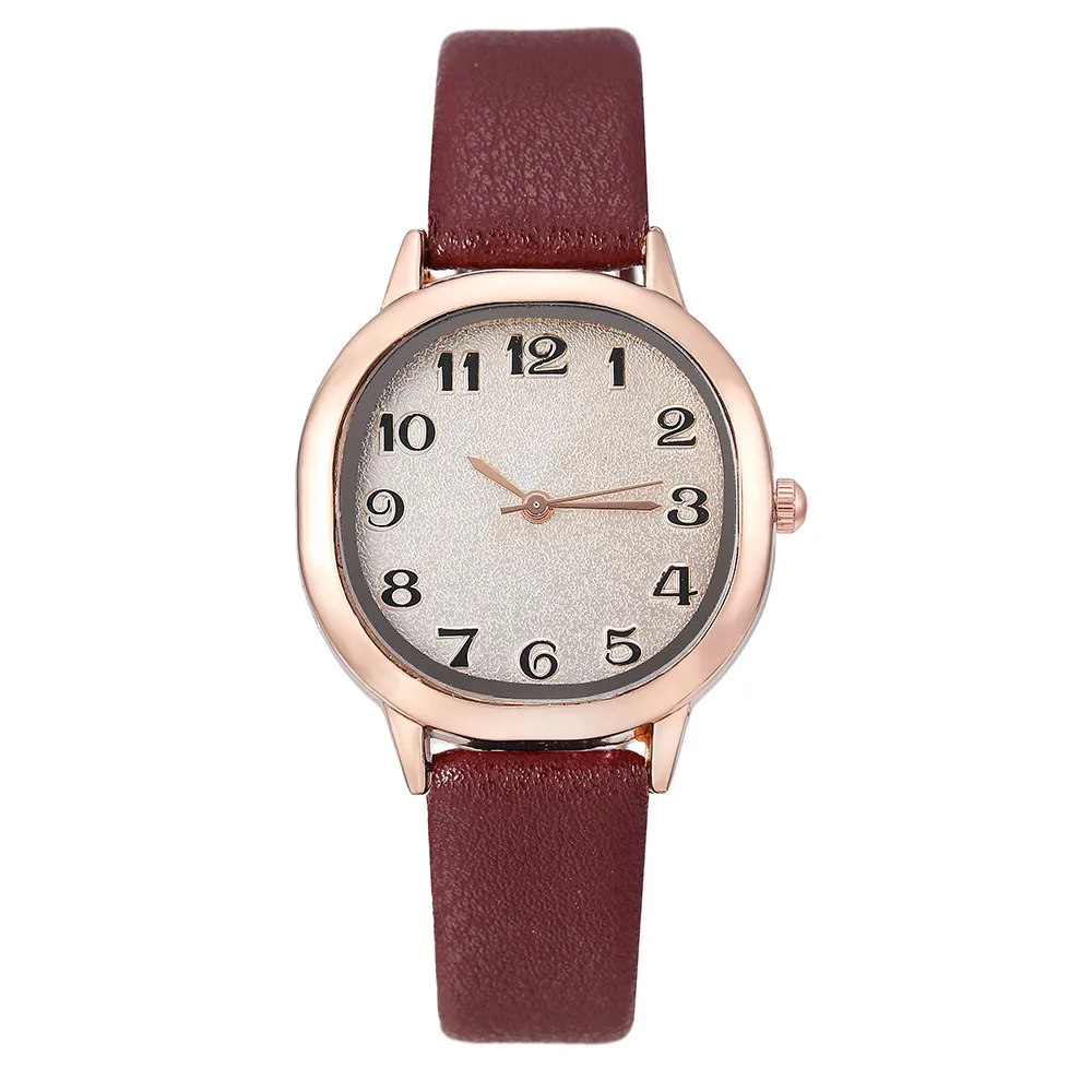 Женские часы, простые, атмосферные, с кожаным ремешком, кварцевые, сплав, корпус, квадратная окантовка, наручные часы, браслет, Relogio Feminino - Цвет: Brown