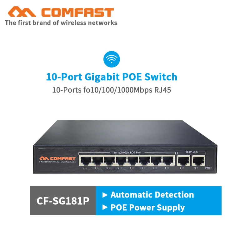 

10 ports Gigabit POE switch CF-SG181P Ethernet network switch 20Gbps Broad width 10*10/100/1000Mbps POE power supply RJ45 port