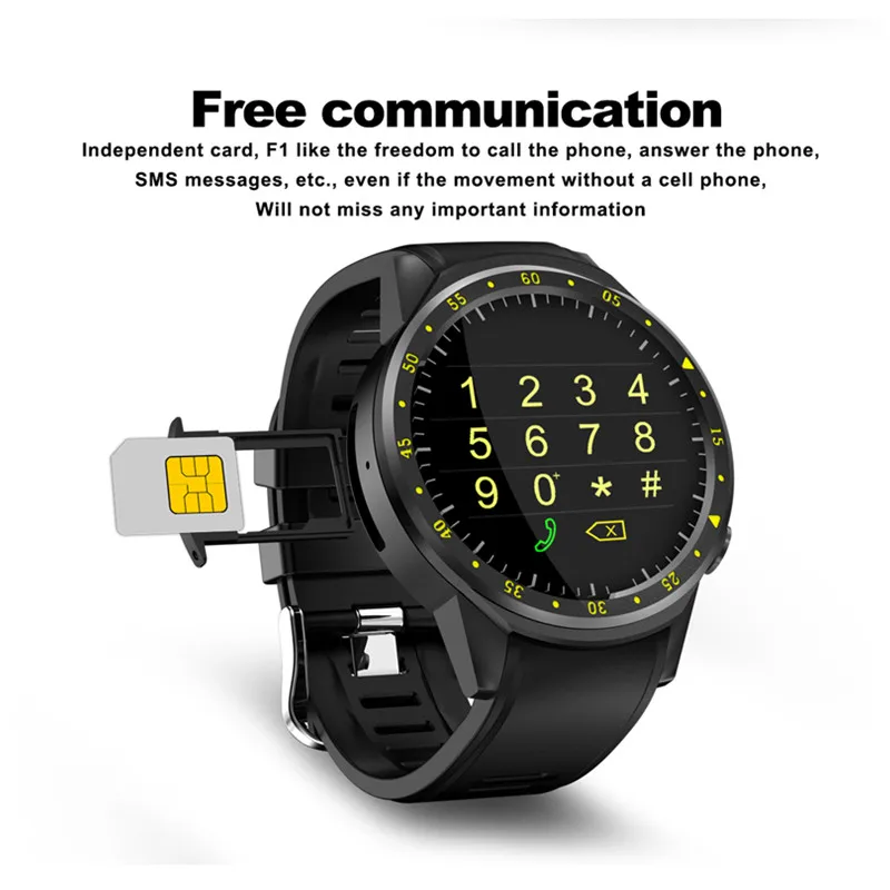 

F1 Sport Bluetooth Android smart watch with GPS Camera Support Stopwatch heart rate SIM Card Wristwatch for Android IOS Phone