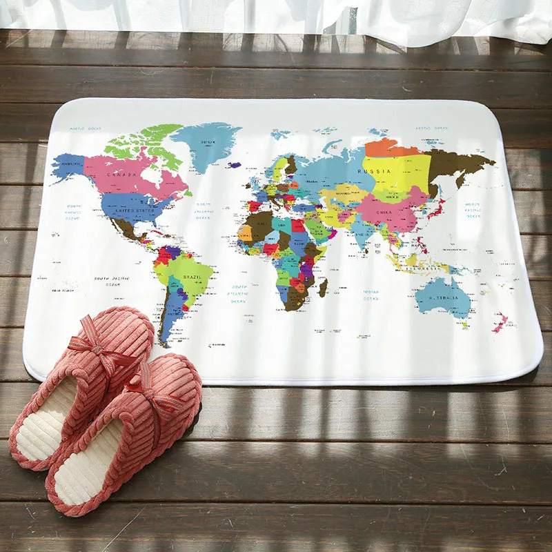 

Yilin Entrance Mat Waterproof World Map doormat for entrance door Skid proof and dust absorption Bathroom kitchen mats for floor