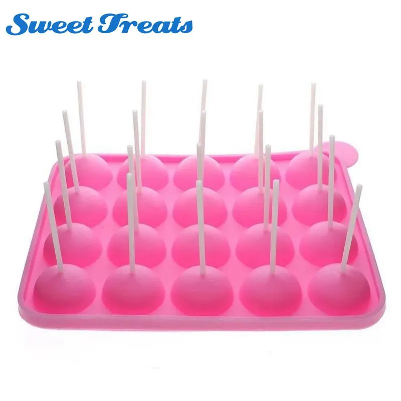 

Sweettreats Silicone Cake Mold 20-cavity Half Circle Lollipop Party Cupcake Baking Mold Cake Pop Stick Mold Tray Pink