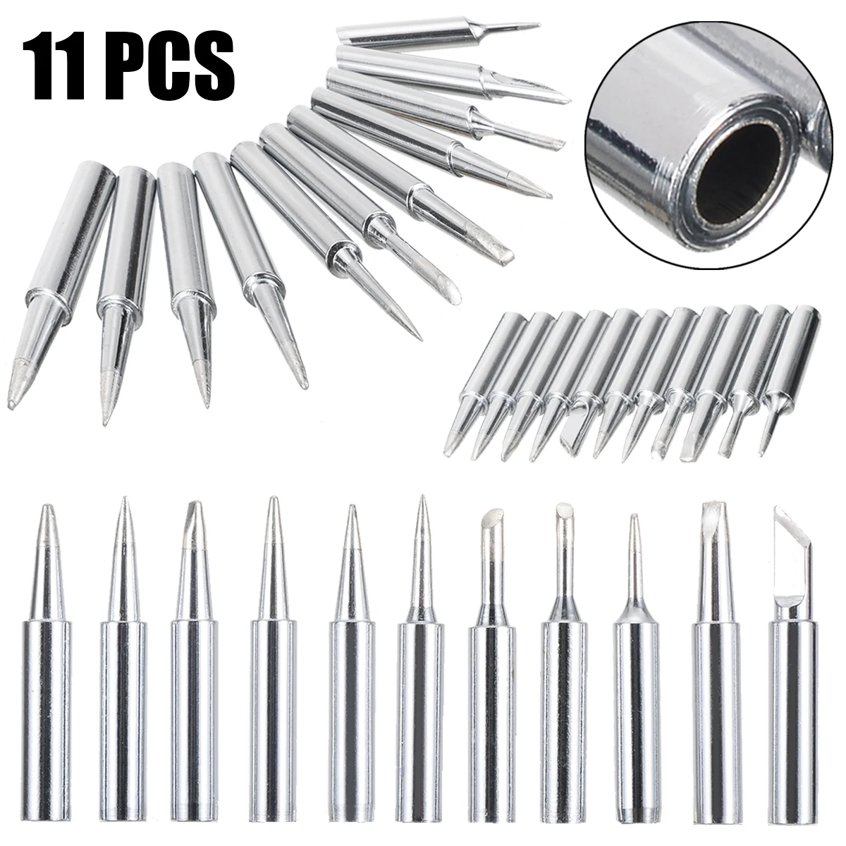 11pcs Lead Free Welding Tips Soldering Screwdriver Iron Tips Replacement Parts for Hakko 900M/933/936/376/907 Soldering Station