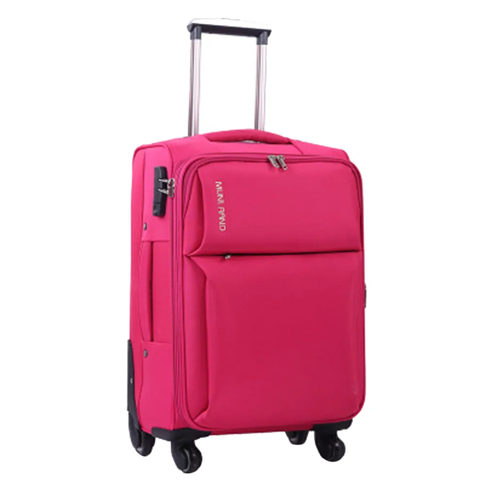 Классический мужской багаж на колёсиках 20 дюймов высокой емкости Оксфорд Прочный вращающийся багажник бренд бизнес путешествия чемодан пансион - Цвет: rose red
