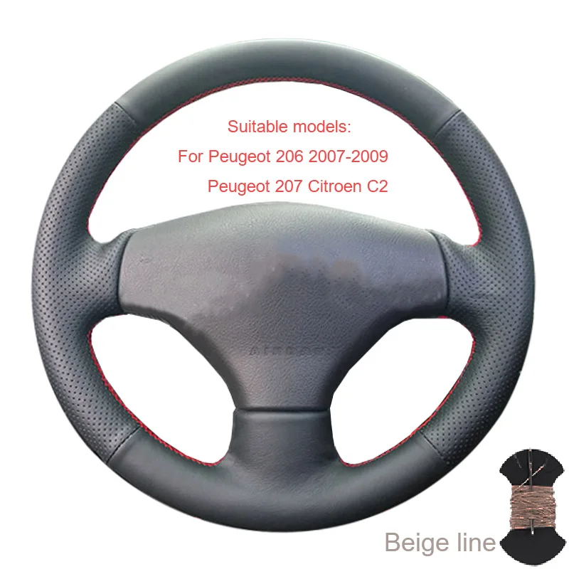 Оплетка рулевого колеса для Citroen Elysee C-Elysee Новинка Elysee peugeot 301 2013- peugeot 206 2007/чехлы на руль - Название цвета: Beige thread