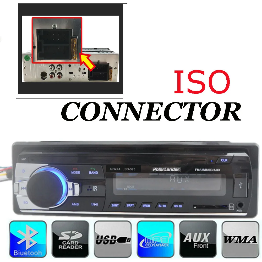 1 DIN MP3 плеер головное устройство автомобиля стерео радио микрофон MP3/WMA/WAV плеер несколько эквалайзеров FM/SD/USB/AUX 12 в Bluetooth