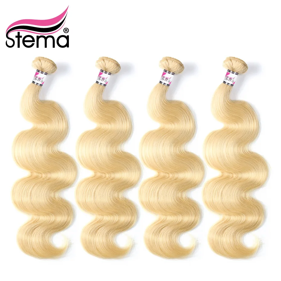 

Stema 4Pcs/lots 613 Body Wave Hair Weave Bundles Blond Curl Brazilian Remy Hair Extension Free Shipping