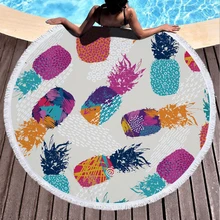 

Round Beach Towel Microfiber Pineapple Round Beach Towel Printed Fringed Seaside Swimming Travel Blanket 150cm 500g