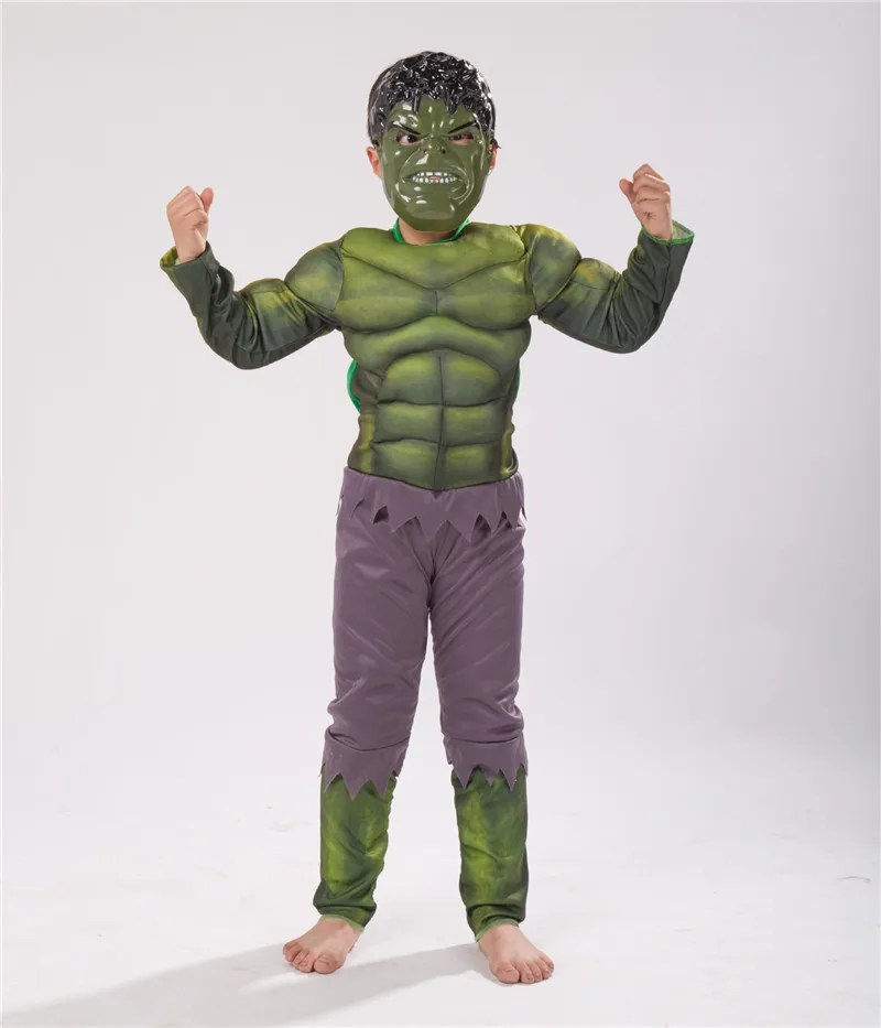 Маскарадный костюм Халка для мальчиков, костюм супергероя на Хэллоуин, Мстители, костюм на день детей, Книжная неделя - Цвет: Зеленый