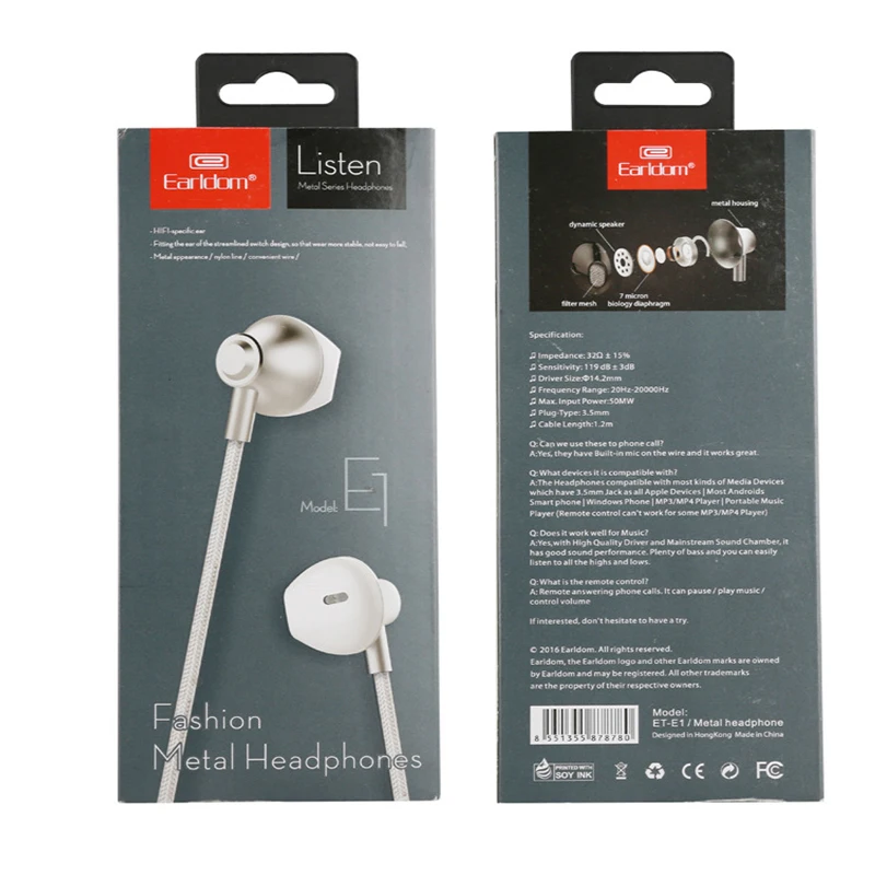Earldom ET-E1 Brand Headphone Metal 