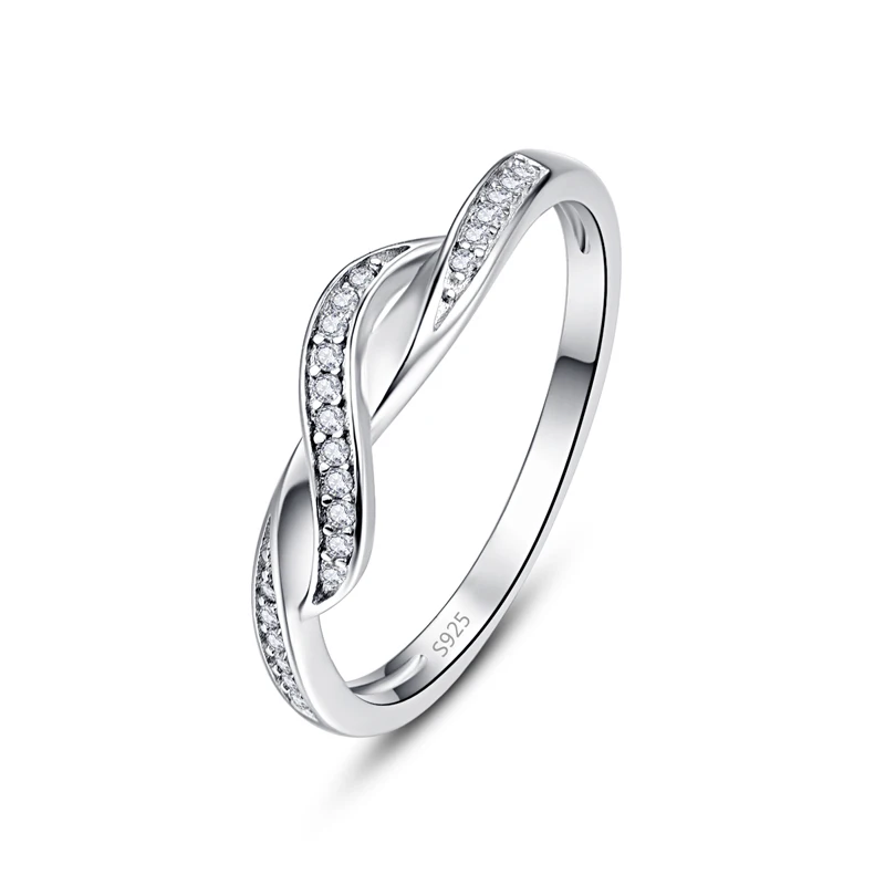 925 STERLING SILVER LADIES INFINITY WEDDING BAND W// CZ SZ 5,6,7,8,9 AVAILABLE
