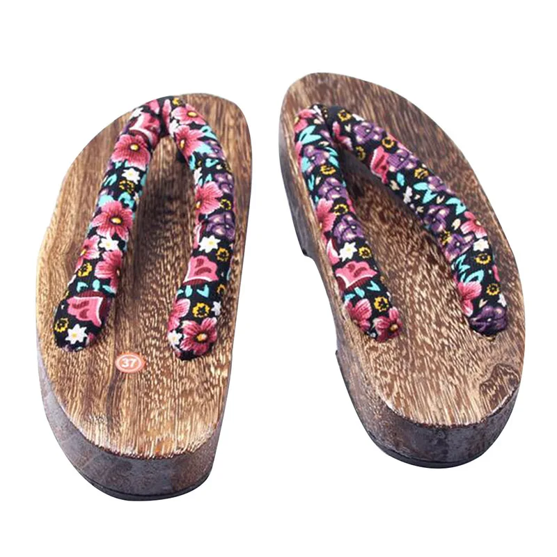 Creative Women Slippers Summer Wooden Clogs Japanese Geta Lady Sandals ...