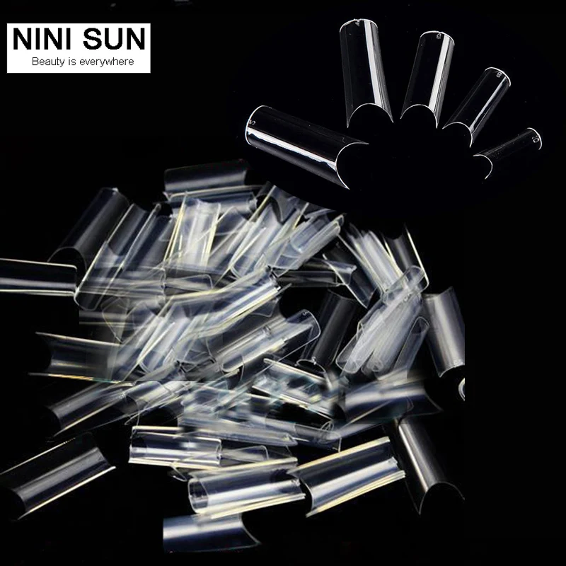 

500pcs Transparent Completely Curved False Nails Full Cover French Fake Nails Long Artificial Nails 50pcs For Free High Quality