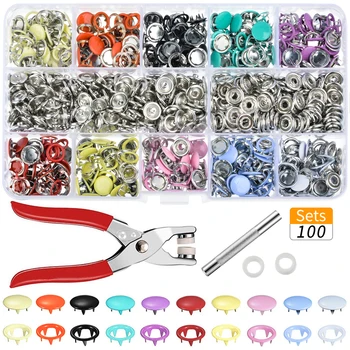 

Hoomall 100PCs/Sets 10 Colors Metal Sewing Buttons Press Studs Sewing Craft Fastener Snap Pliers Craft Tool Buttons For Clothes