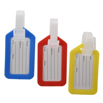 

Address Information Hard Plastic Bags Backpack Luggage Tag 3 Pcs Red Yellow Blue