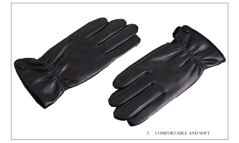 KLSS Брендовые мужские перчатки из натуральной кожи, высокое качество, перчатки из козьей кожи, зимние теплые бархатные черные перчатки из овчины для вождения 05
