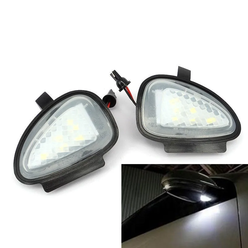 2x White Error Free LED Side font b Mirror b font Puddle Light For vw Golf