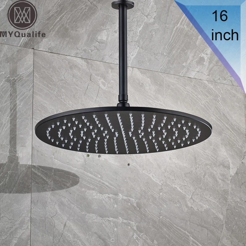 Black Bronze 16" Big Rainfall Shower Faucet Head Bathroom Ceiling