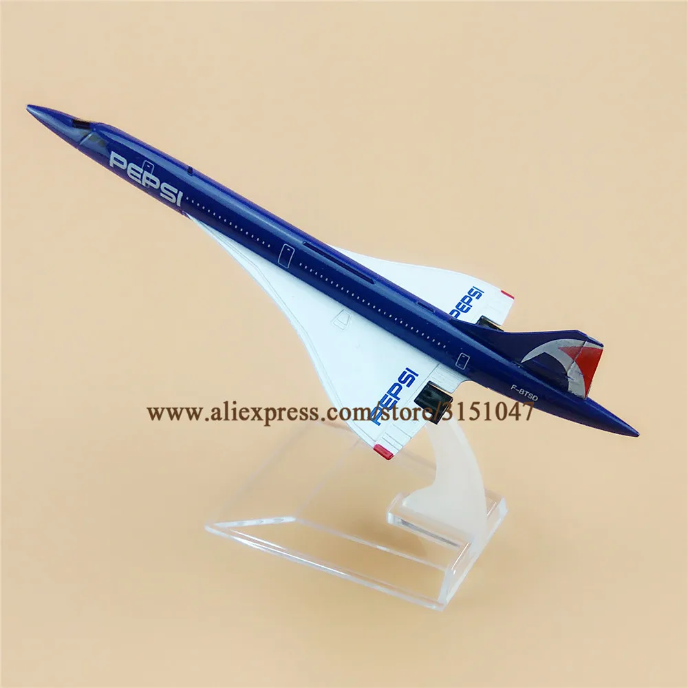 

Air France PEPSI Concorde Airlines Blue Airways Airplane Model Alloy Metal Model Plane Diecast Aircraft 15.5cm Gift