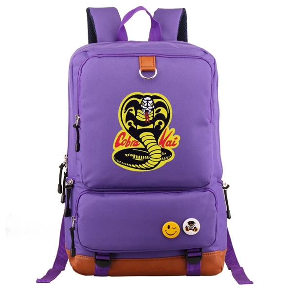 Американский ТВ Кобра Kai нейлоновый студенческий рюкзак на плечо дорожная сумка для компьютера школьная сумка - Цвет: Фиолетовый