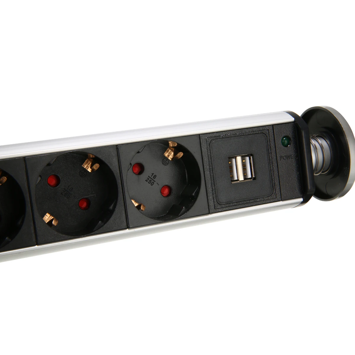 250V 16A POP UP 3 Power Socket 2 USB Charging Port Retractable Table Socket for Countertops Worktop EU
