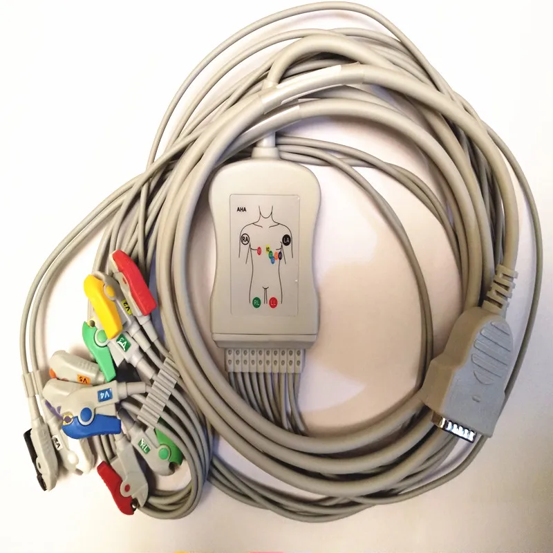 Совместим с GE Marquette MAC500 MAC1100/1200 ECG кабель 10 проводами Leadwires EKG Банан 4 0 конец 10K