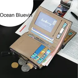 Океан BLUEVIN корейский Повседневное Для мужчин бумажник вертикальном Multi-Функция бумажник молнии пряжки три раза портмоне