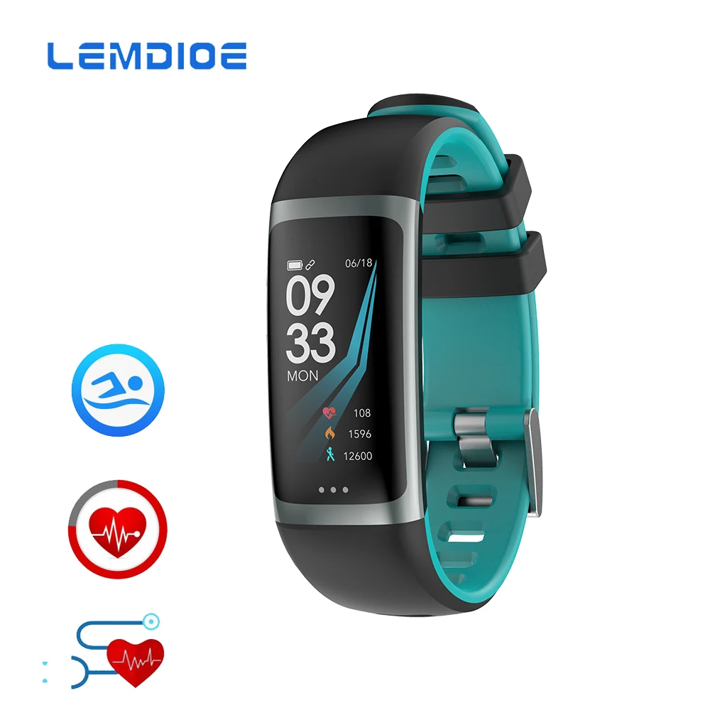 

LEMDIOE Smart Fitness Bracelet Color Screen IP67 Waterproof Heart Rate Blood Pressure Oxygen Multi Sport Mode Band For Men Women