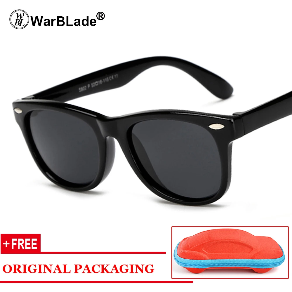 Дети Мальчики TR90 небьющиеся поляризационные солнцезащитные очки Детская безопасность для девочек Polaroid UV400 Зеркальные Солнцезащитные очки Спортивные oculos с чехлом - Цвет линз: black