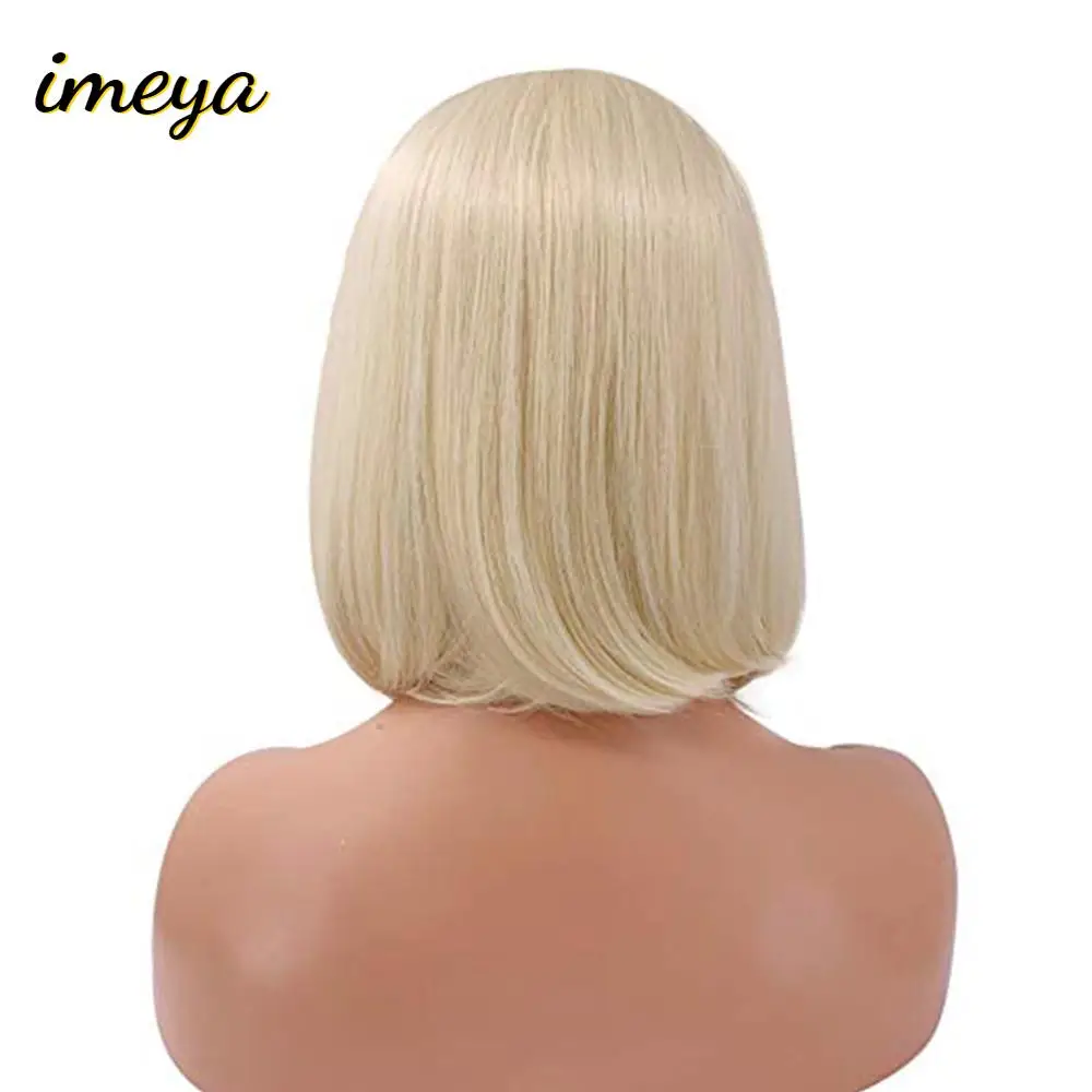 Imeya светлые волосы короткие прямые боб парики синтетические парики на кружеве для женщин волосы 613# цвет Жаростойкие Волокна волос парик