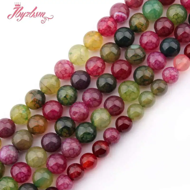 6 8 10mm Smooth Round Bead Cracked Multicolor Agates Stone Beads For DIY Necklace Bracelets Jewelry Making 15&quot Free Shipping | Украшения
