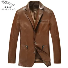 Высококачественная брендовая кожаная мужская куртка, повседневный пиджак из искусственной кожи, однобортный модный мотоциклетный пиджак Homme jaqueta de couro