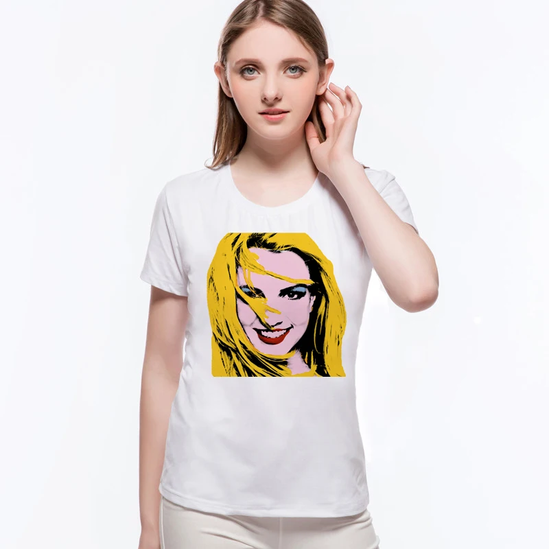 Modelo de moda diseño estilo camiseta chica de moda del pelo de oro tatuaje ropa princesa de las mujeres de tes superior femme chemiser L9-G5