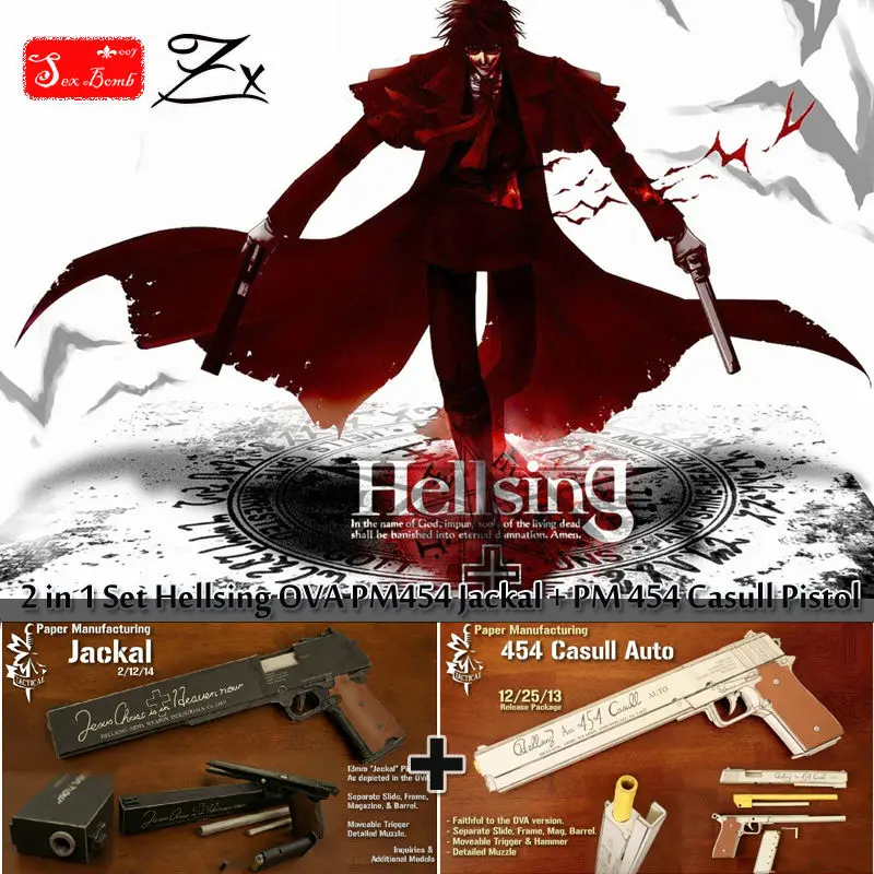 Scaled Hellsing Ova Pm 454 Jackal Pm 454 Casull Pistol Of Vampire Alucardl Pistol Paper Model Toys Cosplay Weapons 2in1 Set Pistol Model Pistol Toypistol Weapon Aliexpress