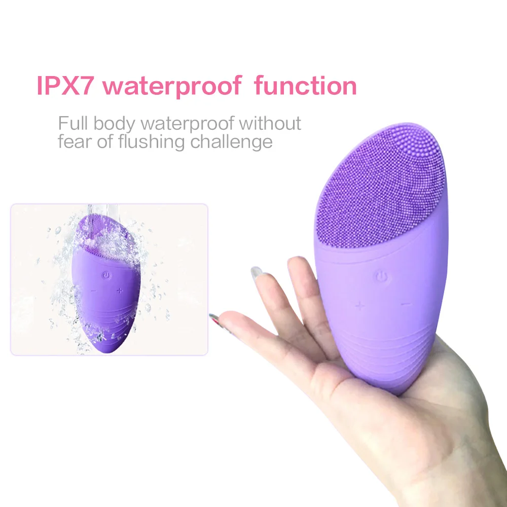 Sônico elétrico silicone escova de limpeza facial