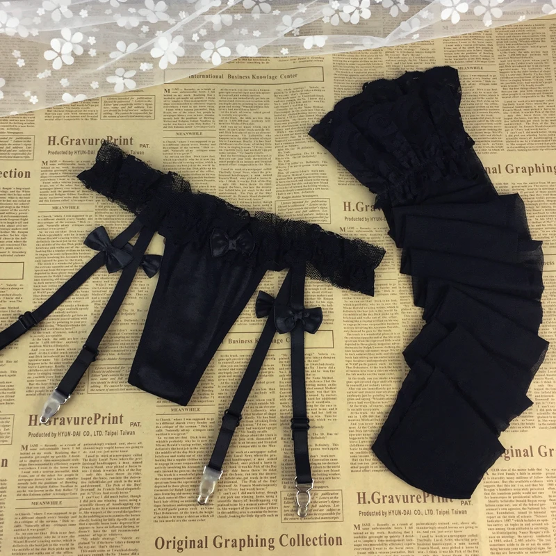 CINOON 2017 The latest iron clip Sexy Women's Sheer Lace Top Thigh-Highs Stockings & Garter Belt Suspender Set