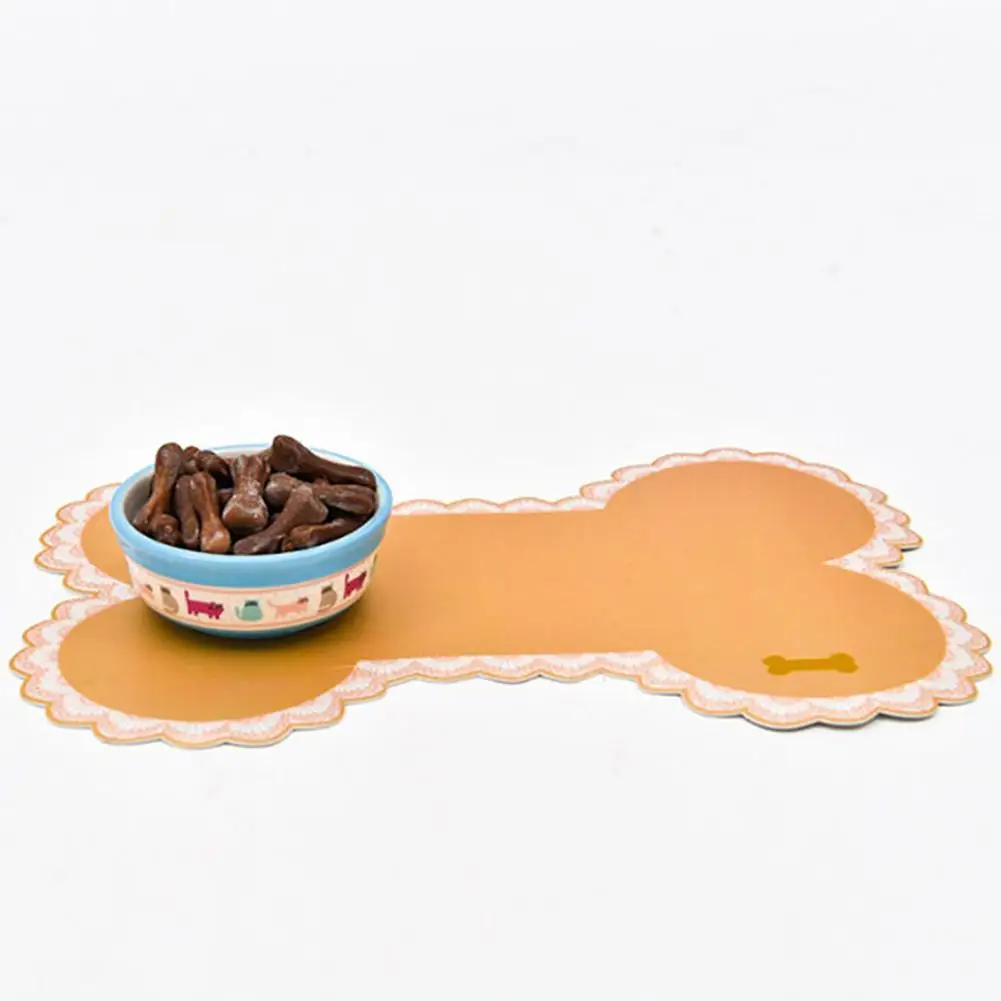 

1PC Dog Cat Bowl Mat Pad Bone Shape Food Container Water Bottle Pet Feeding Placemat