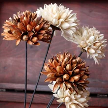 Natural Dried Flowers White/Brown Magnolia Iron Pole For Wedding Party Home Hotel Vase Decoration DIY Bouquet Accessory A3950