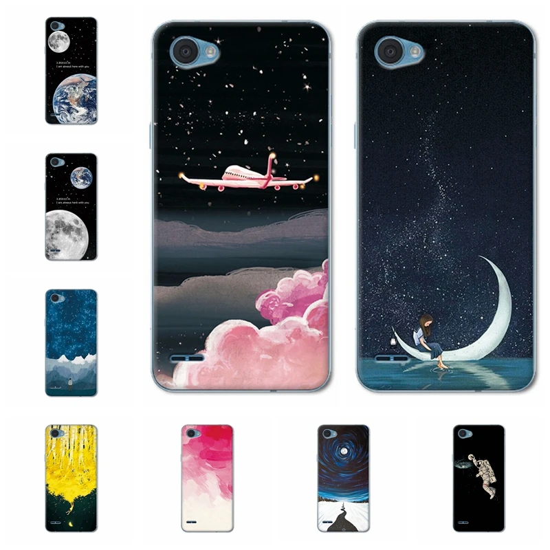 

Couple Sky Moon Earth Case For LG Q6 Soft TPU Silicone Phone Capa Back Cover For LG Q6A Case Fundas Fashion Coques 5.5" Inch