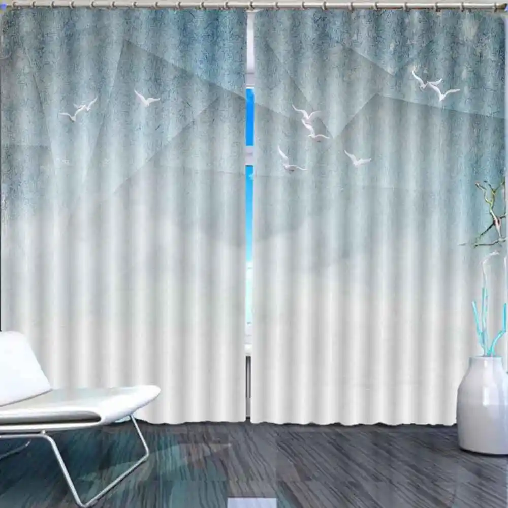 Nordic Abstract Geometry Cement Walls 3d Window Curtains Living