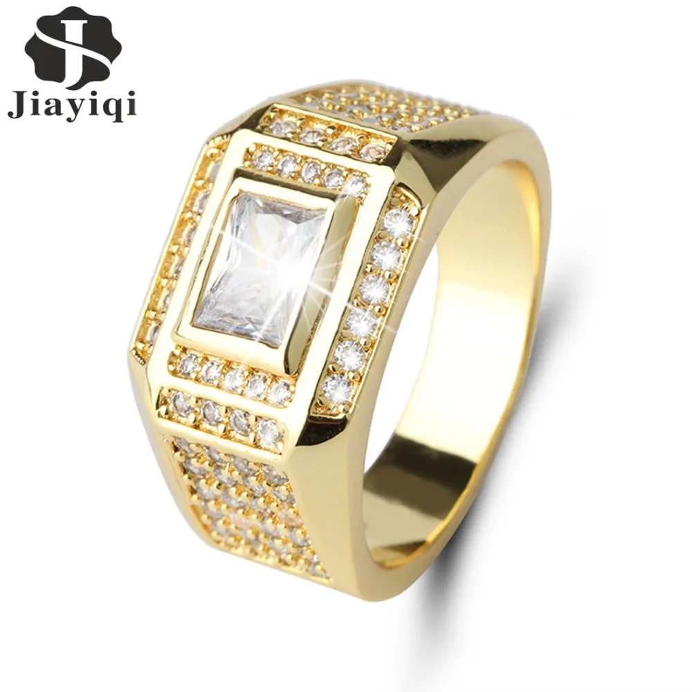 Men's Fashion Ring Quality Gold Color Rings Cubic Zirconia Party Ring