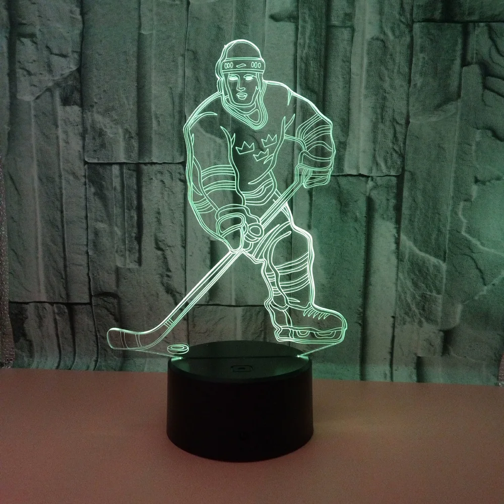 

Ice Hockey 3d Lamp 7 Color Led Night Lamps For Kids Touch Led Usb Table Baby Sleeping Night Lights Holiday Favors