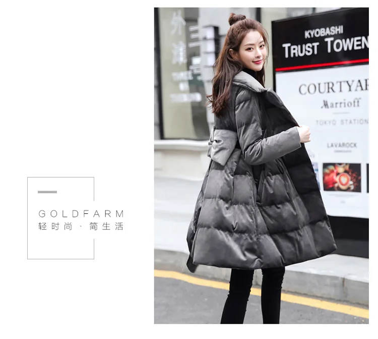 Высококачественное зимнее пальто для женщин, хлопковая куртка, парка, Модный золотой вельветовый пуховик средней длины, пальто, тонкие толстые теплые куртки 738