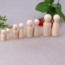16 шт твердая твёрдая древесина люди разного размера естественные необработанные рампы подготовки краски или окрашенные деревянные Семейные деревянные колышки для кукол