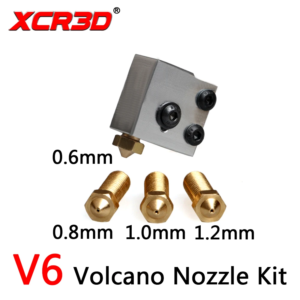 Нагревательный блок XCR3D V6 с большим диаметром и соплом Volcano деталь для 3D принтера 0